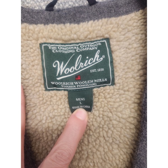 Woolrich Mens‎ Sherpa Lined Vest Dark Gray Full Zip Pockets Size L Barn Core Vtg - Picture 4 of 10
